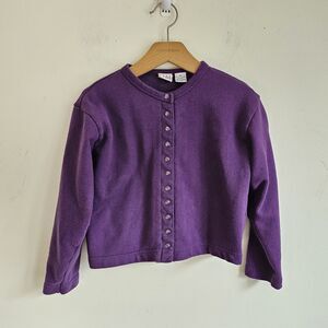 Vintage Macy Kids Girl's M Cotton Snap Button Jacket Crew Neck Made In Macau EUC